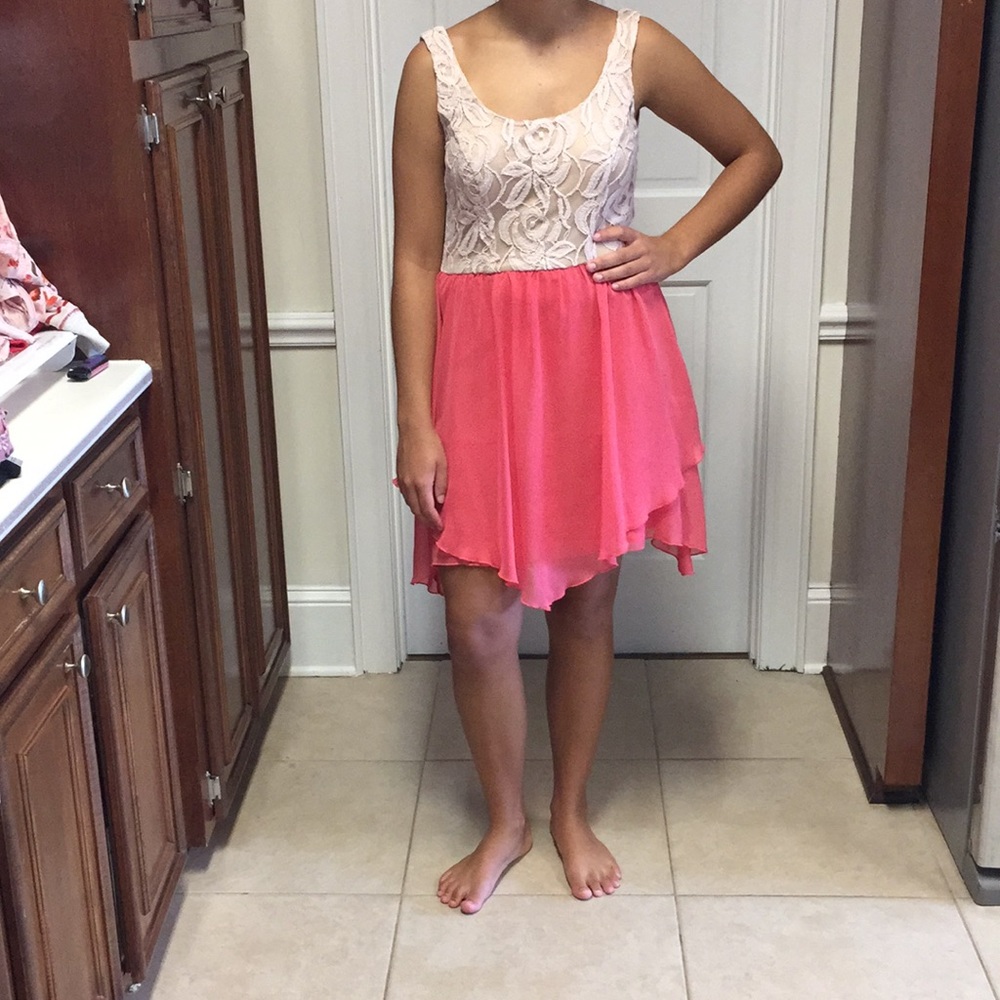 Pink and tan dress $5